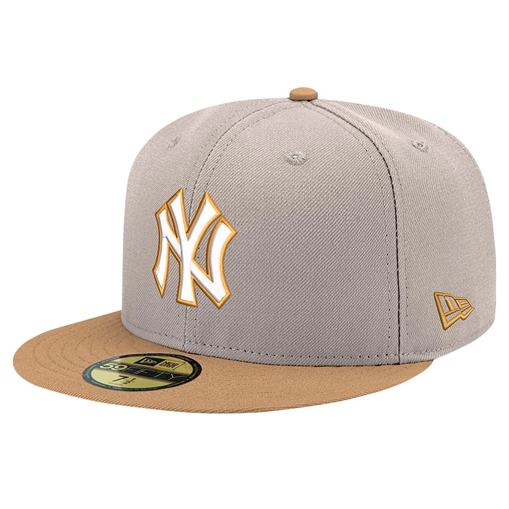 Casquette ajustée Panama 59FIFTY New Era Kaki York Yankees Stone pour homme