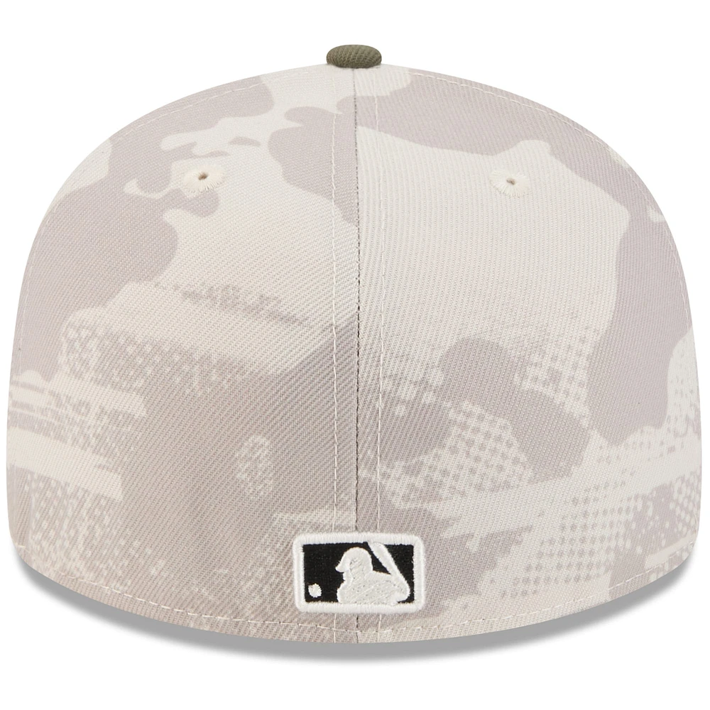 Men's New Era Light Beige/Olive York Yankees 2025 Armed Forces Day 59FIFTY Fitted Hat