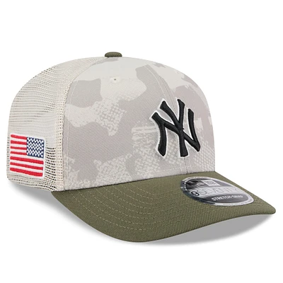 Men's New Era Light Beige/Olive New York Yankees 2025 Armed Forces Day 9SEVENTY Stretch-Snap Hat