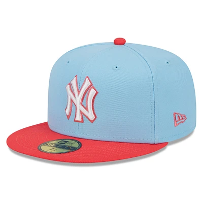 Casquette ajustée 59FIFTY Spring Color bicolore des New York Yankees Era pour homme, bleu clair/rouge