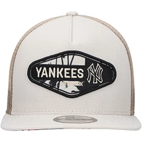 Men's New Era Natural New York Yankees Retro Beachin' Patch A-Frame Trucker 9FIFTY Snapback Hat