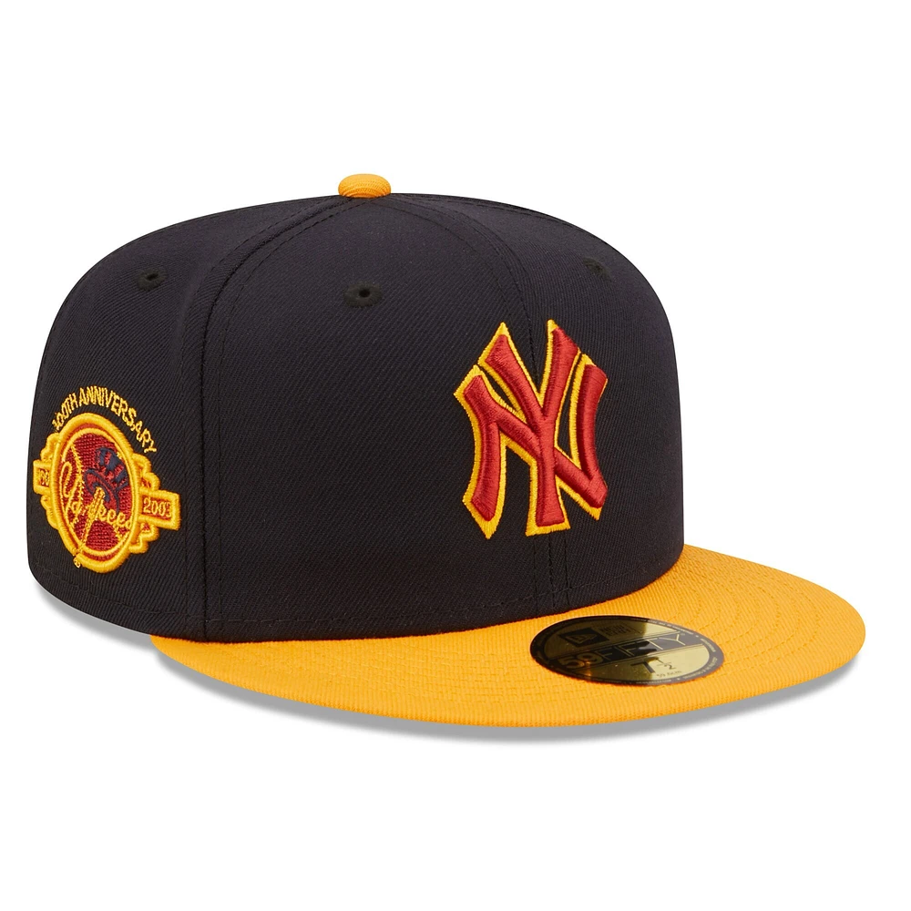 Men's New Era Navy/Gold York Yankees Primary Logo 59FIFTY Fitted Hat