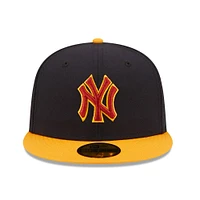 Casquette ajustée 59FIFTY avec logo principal des New York Yankees Era bleu marine/doré pour homme