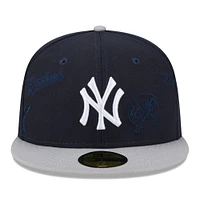 Men's New Era Navy/Gray York Yankees Multi Logo 59FIFTY Fitted Hat