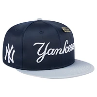 Casquette ajustée New Era 59FIFTY en satin bleu marine/gris des Yankees de York pour homme