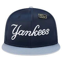 Casquette ajustée New Era 59FIFTY en satin bleu marine/gris des Yankees de York pour homme
