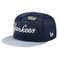 Casquette ajustée New Era 59FIFTY en satin bleu marine/gris des Yankees de York pour homme