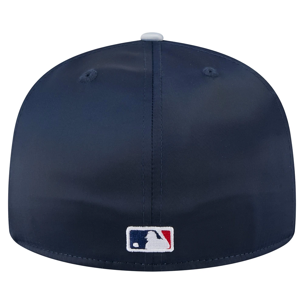 Casquette ajustée New Era 59FIFTY en satin bleu marine/gris des Yankees de York pour homme