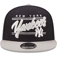 Casquette New Era bleu marine/gris New York Yankees Team Script 9FIFTY réglable Snapback pour homme