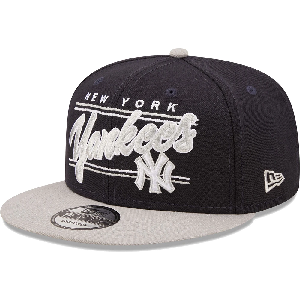 Casquette New Era bleu marine/gris New York Yankees Team Script 9FIFTY réglable Snapback pour homme