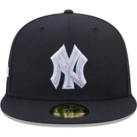 Casquette ajustée 59FIFTY pour homme New Era bleu marine York Yankees 100th Anniversary Lavender Undervisor