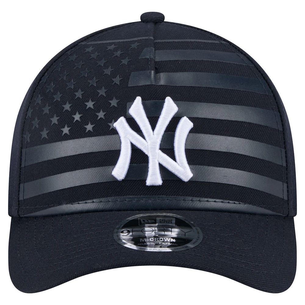 Men's New Era Navy New York Yankees American Flag 9FORTY M-Crown A-Frame Adjustable Hat