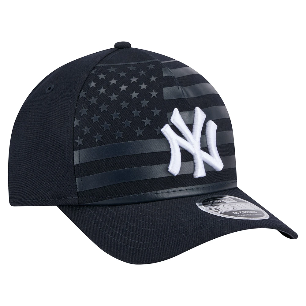 Men's New Era Navy New York Yankees American Flag 9FORTY M-Crown A-Frame Adjustable Hat