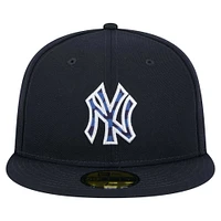 Casquette ajustée New Era 59FIFTY à damier bleu marine York Yankees pour homme