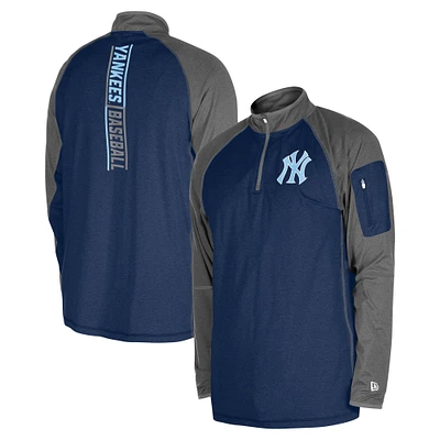 Men's New Era Navy York Yankees Father's Day Raglan Quarter-Zip Top