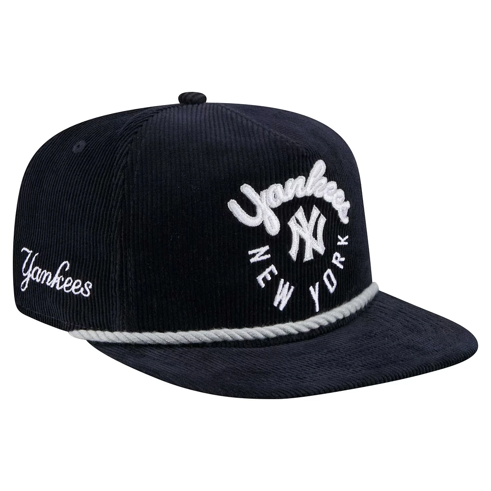 Casquette de golf ajustable en velours côtelé Full Circle New Era bleu marine New York Yankees pour homme