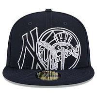 Men's New Era Navy York Yankees Game Day Overlap 59FIFTY Fitted Hat