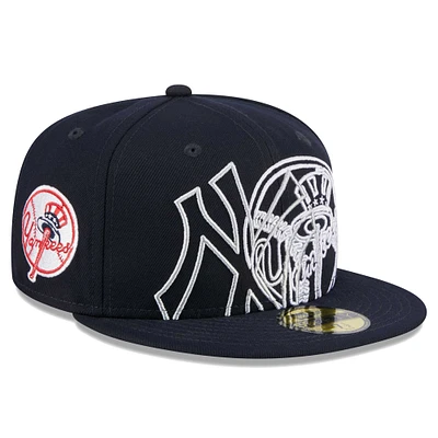 Men's New Era Navy York Yankees Game Day Overlap 59FIFTY Fitted Hat