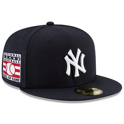 Casquette ajustée 59FIFTY du Temple de la renommée baseball national des New York Yankees Era pour hommes, bleu marine