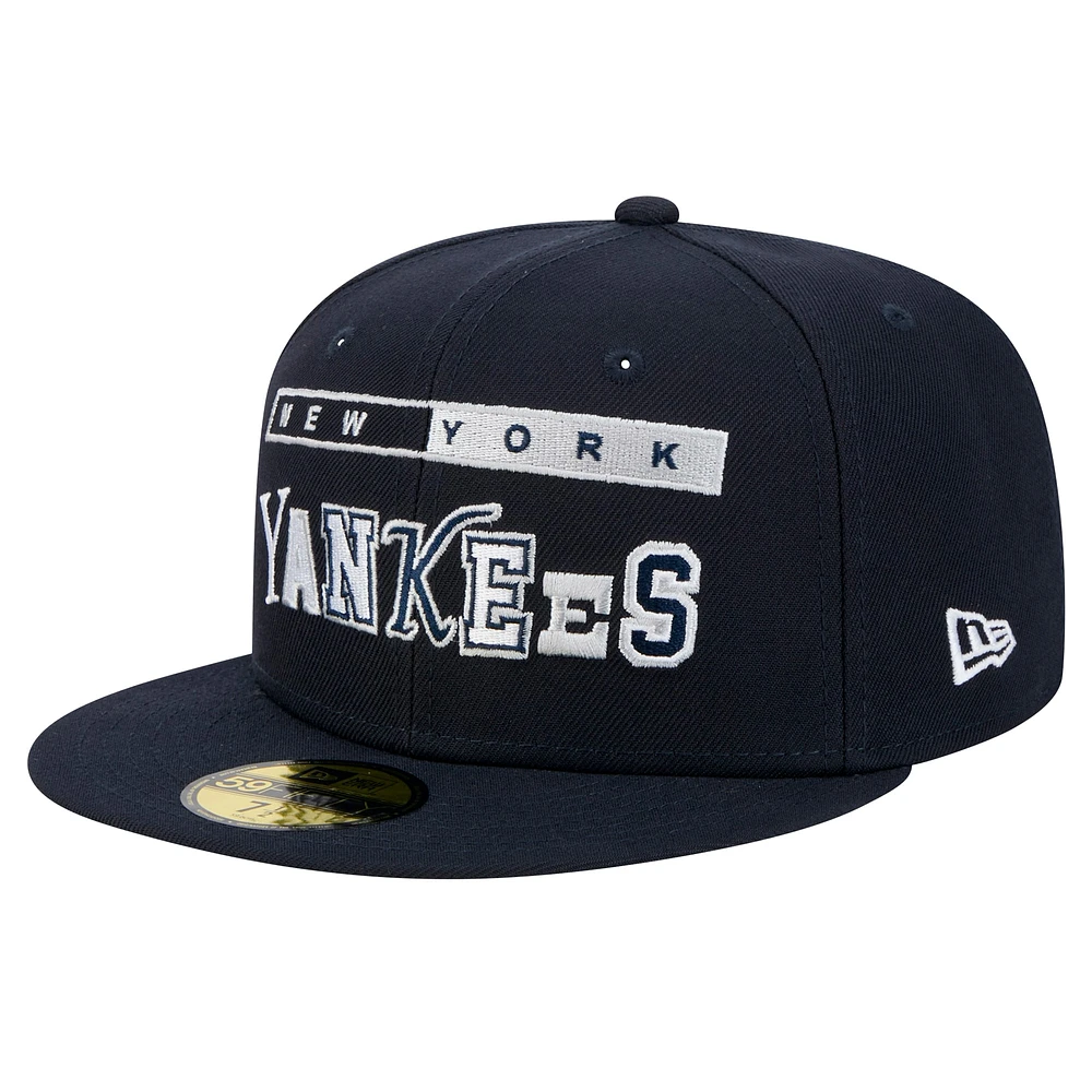 Casquette ajustée Ransom 59FIFTY New Era bleu marine pour homme des Yankees de York