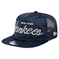 Casquette de golf ajustable New Era bleu marine New York Yankees Retro Satin Script pour homme