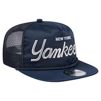 Casquette de golf ajustable New Era bleu marine New York Yankees Retro Satin Script pour homme
