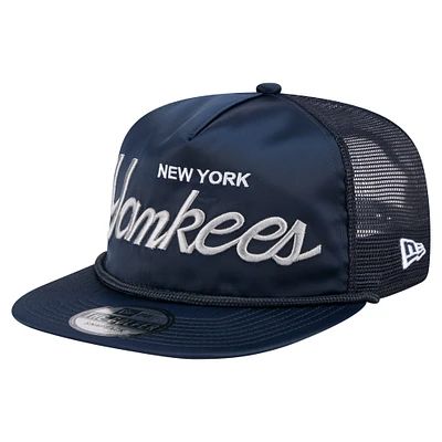 Casquette de golf ajustable New Era bleu marine New York Yankees Retro Satin Script pour homme