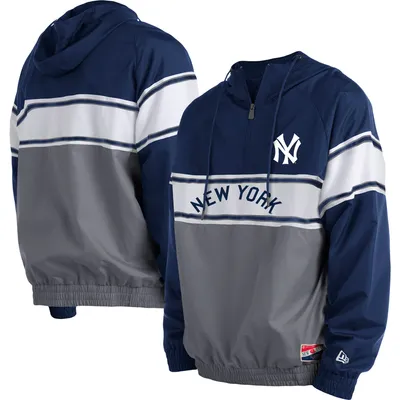 Men's New Era Navy York Yankees Ripstop Raglan Quarter-Zip Hoodie