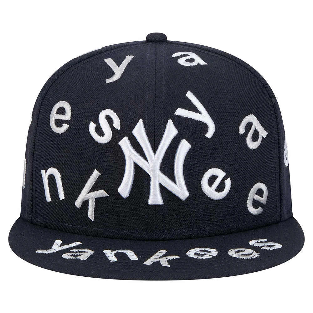 Casquette ajustée New Era 59FIFTY bleu marine pour homme avec logo Team Confetti des Yankees de York