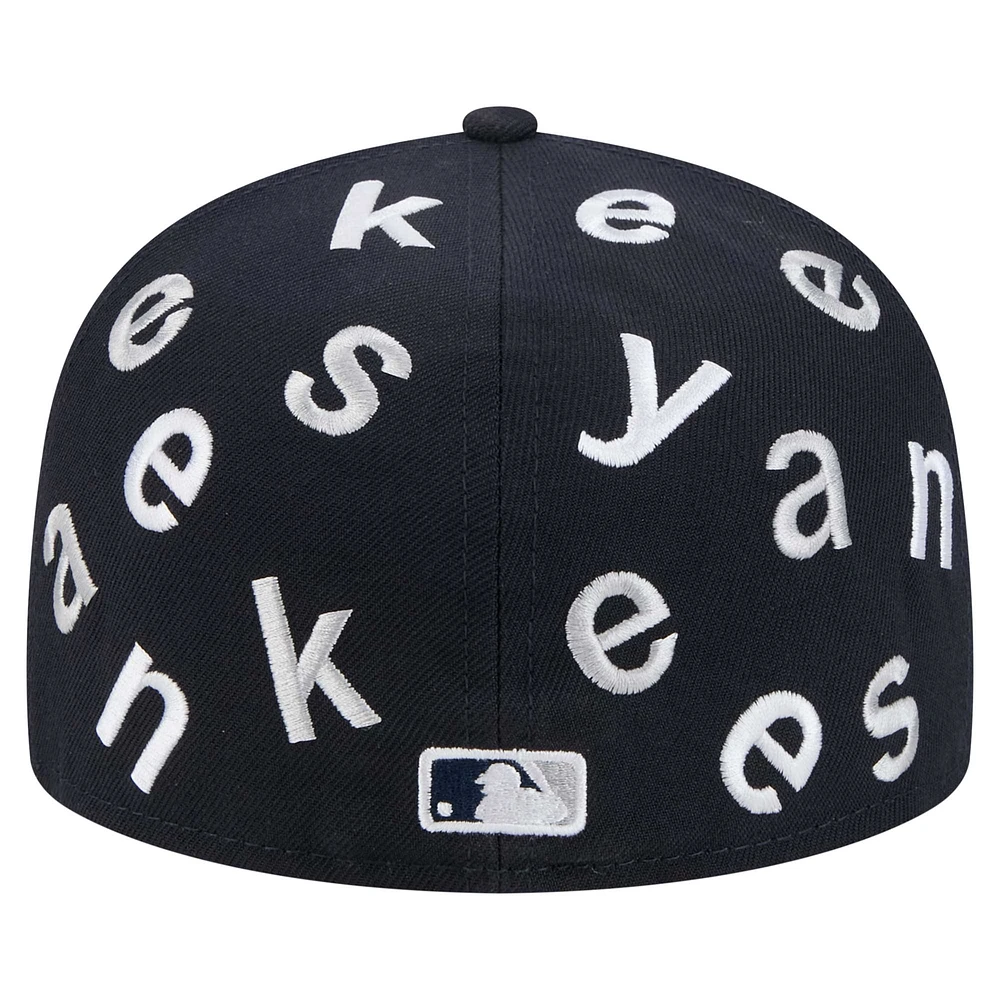 Casquette ajustée New Era 59FIFTY bleu marine pour homme avec logo Team Confetti des Yankees de York