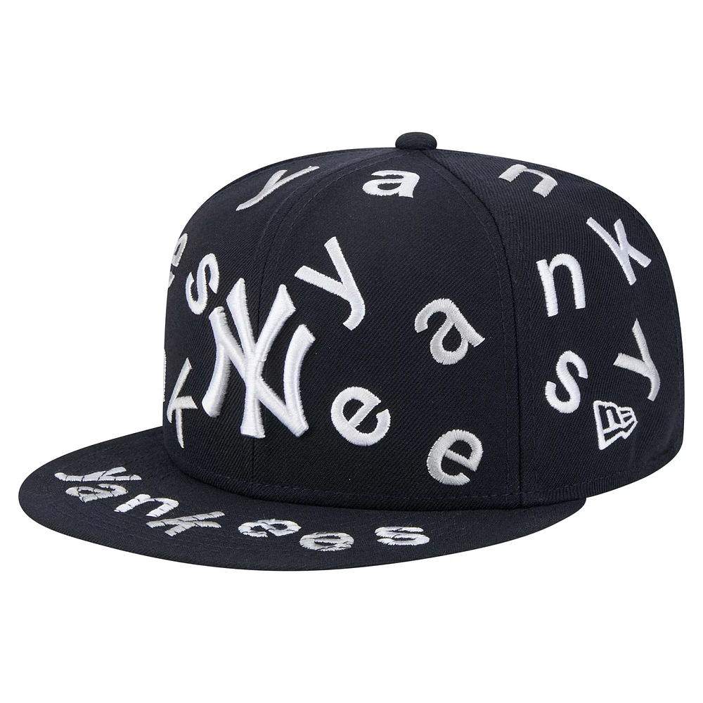 Casquette ajustée New Era 59FIFTY bleu marine pour homme avec logo Team Confetti des Yankees de York