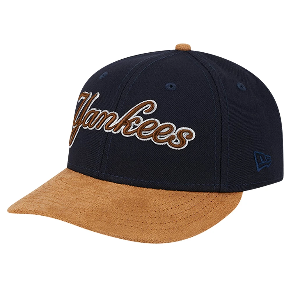 Men's New Era Navy York Yankees Team Suede Visor Low Profile 59FIFTY Fitted Hat