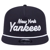 Casquette snapback de golfeur New Era bleu marine avec texte de l'équipe des Yankees de New York pour homme