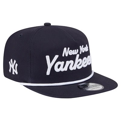 Casquette snapback de golfeur New Era bleu marine avec texte de l'équipe des Yankees de New York pour homme