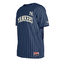 T-shirt New Era bleu marine à rayures rétro des Yankees de York pour homme
