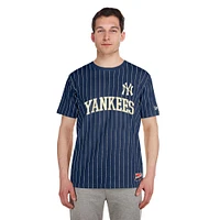 T-shirt New Era bleu marine à rayures rétro des Yankees de York pour homme