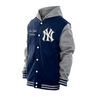 Men's New Era Navy York Yankees Throwback Prep Full-Snap Hoodie Jacket