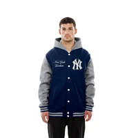 Men's New Era Navy York Yankees Throwback Prep Full-Snap Hoodie Jacket