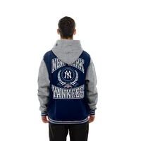 Men's New Era Navy York Yankees Throwback Prep Full-Snap Hoodie Jacket