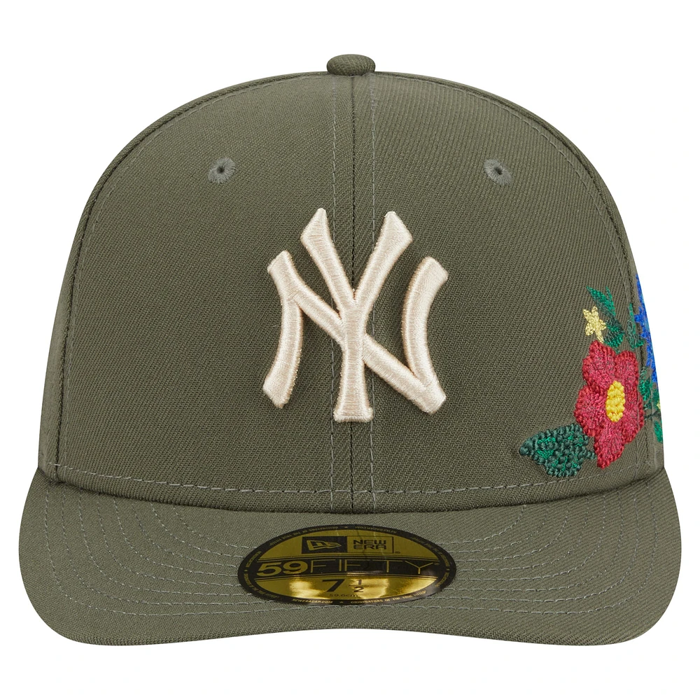 Men's New Era Olive York Yankees Tonal Florals 59FIFTY Fitted Hat