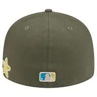 Men's New Era Olive York Yankees Tonal Florals 59FIFTY Fitted Hat