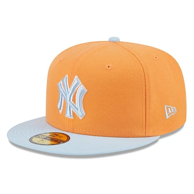 Men's New Era Orange/Light Blue York Yankees Spring Color Basic Two-Tone 59FIFTY Fitted Hat