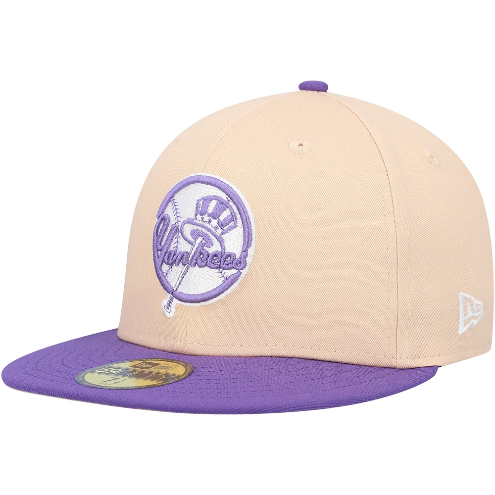 Men's New Era Peach/Purple York Yankees Subway Series Side Patch 59FIFTY Fitted Hat