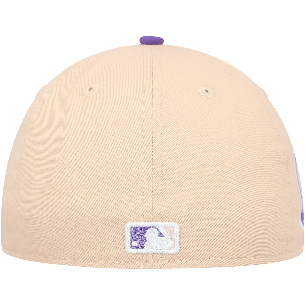 Men's New Era Peach/Purple York Yankees Subway Series Side Patch 59FIFTY Fitted Hat