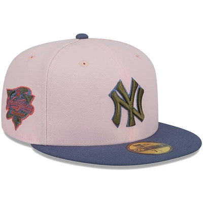 Casquette ajustée 59FIFTY pour homme avec sous-visière olive New York Yankees Era rose/bleu