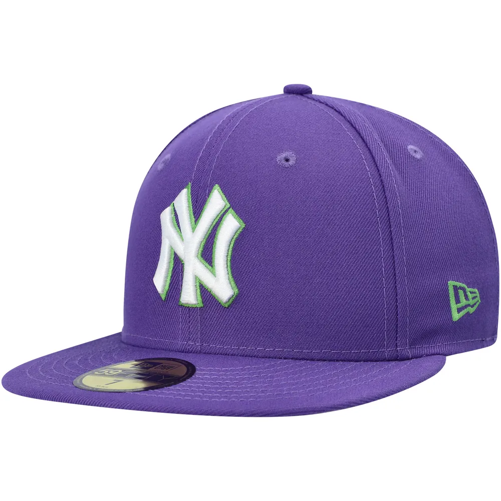 Men's New Era Purple York Yankees Lime Side Patch 59FIFTY Fitted Hat