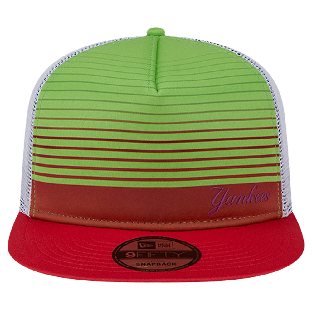 Men's New Era Red New York Yankees Neon Horizon A-Frame Trucker 9FIFTY Snapback Hat