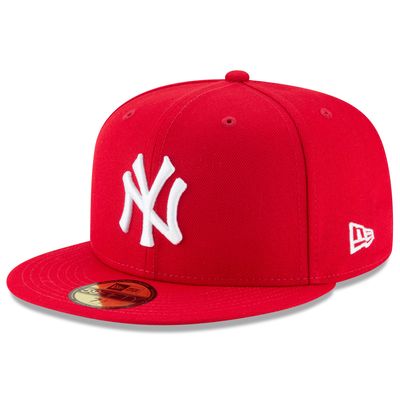 Men's New Era Scarlet York Yankees Fashion Color Basic 59FIFTY Fitted Hat