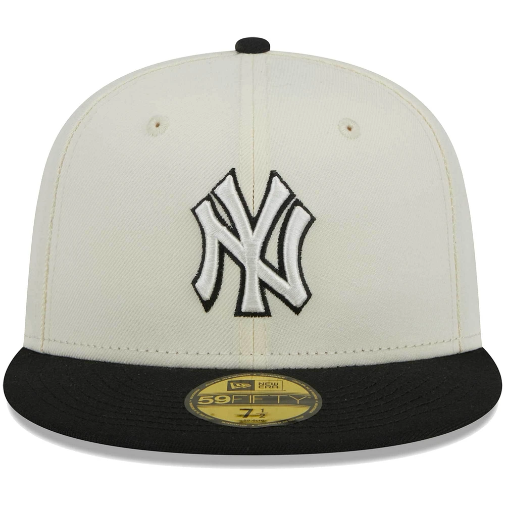 Men's New Era Stone/Black York Yankees Chrome 59FIFTY Fitted Hat