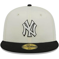 Men's New Era Stone/Black York Yankees Chrome 59FIFTY Fitted Hat